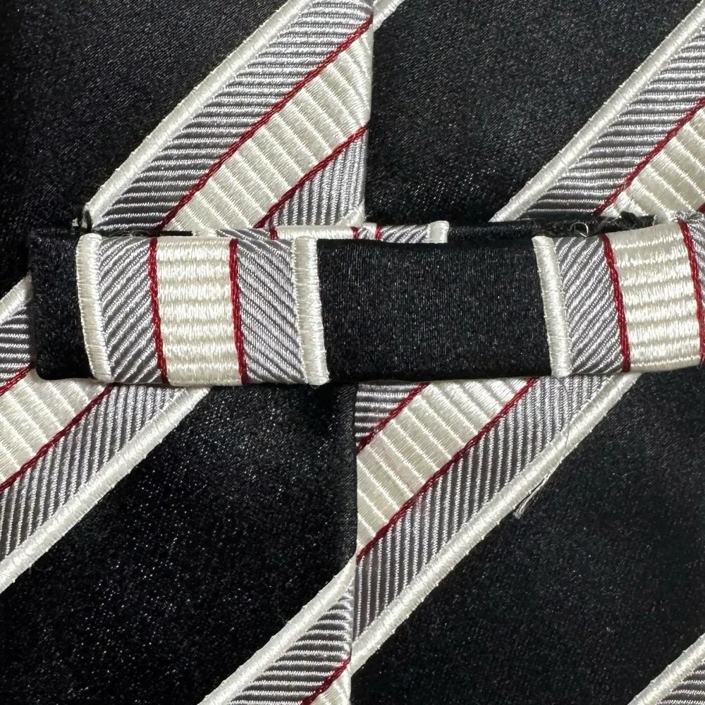 Donald J. Trump Signature Collection Silk Tie Black/White/Silver Striped 60